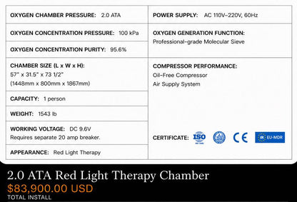 2.0 ATA Red Light Therapy Chamber